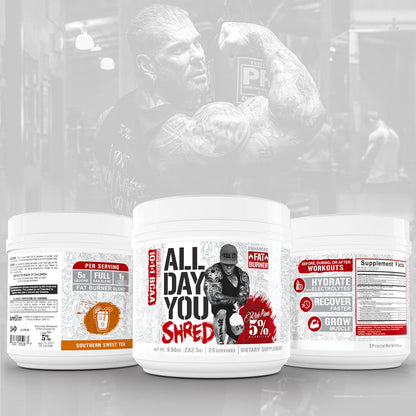 5% Nutrition Rich Piana AllDayYou Shred BCAA Powder | Amino Acid Supplement for Weight Loss | Elite Fat Burning Pre Workout for Energy, Hydration, Endurance & Recovery (Southern Sweet Tea)