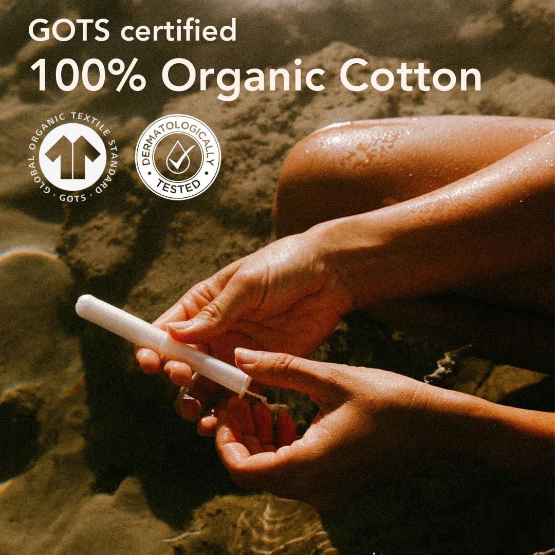 Award Winning 100% Organic Cotton Easy Glide Tampons with Compact Plant Based Applicator