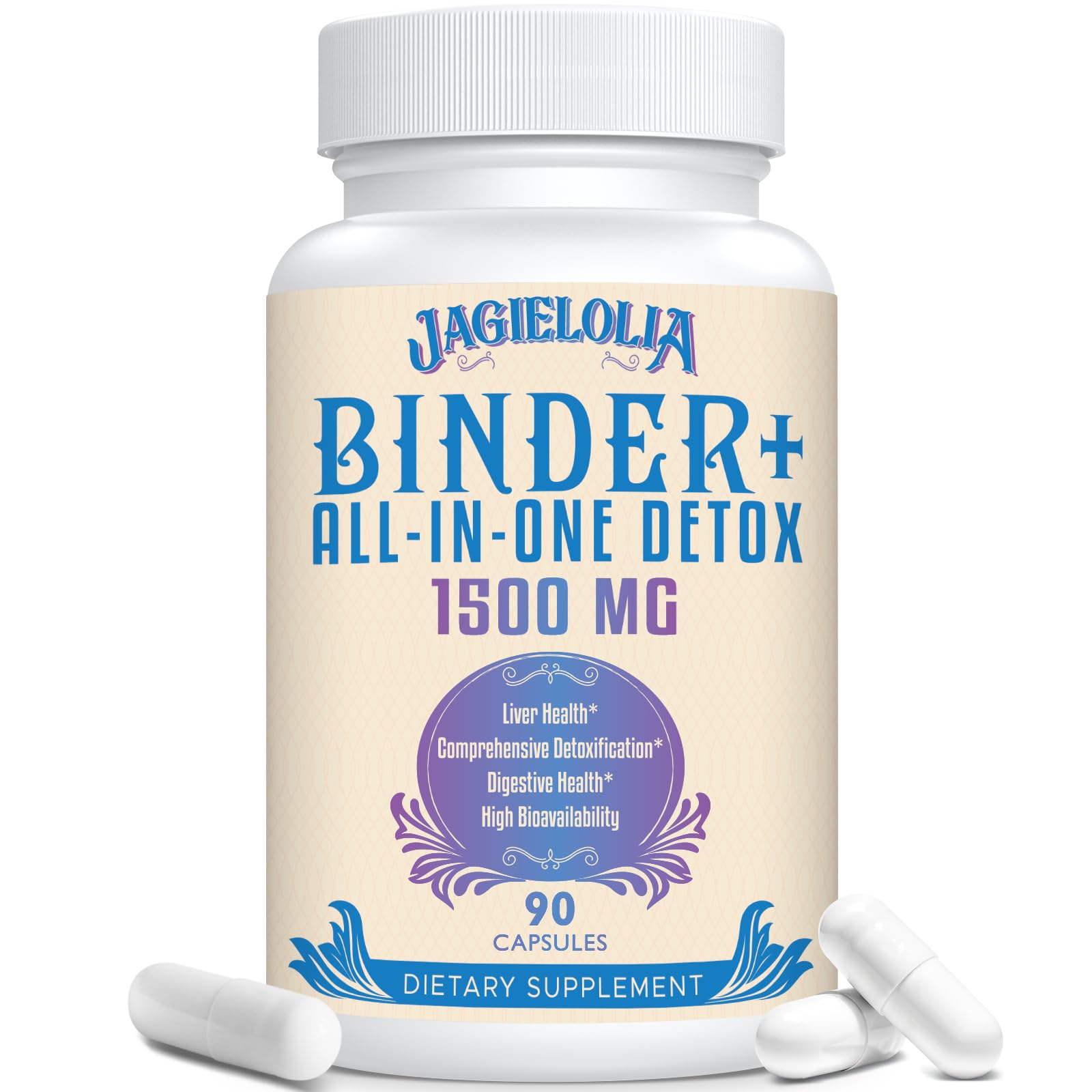 All-In-One Detox Binder Supplement 1500 MG - High Bioavailability, Liver Gut Detox Cleanse