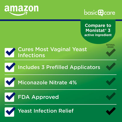 Amazon Basic Care Miconazole 3, Miconazole Nitrate Vaginal Cream (4 Percent), 3-Day Treatment