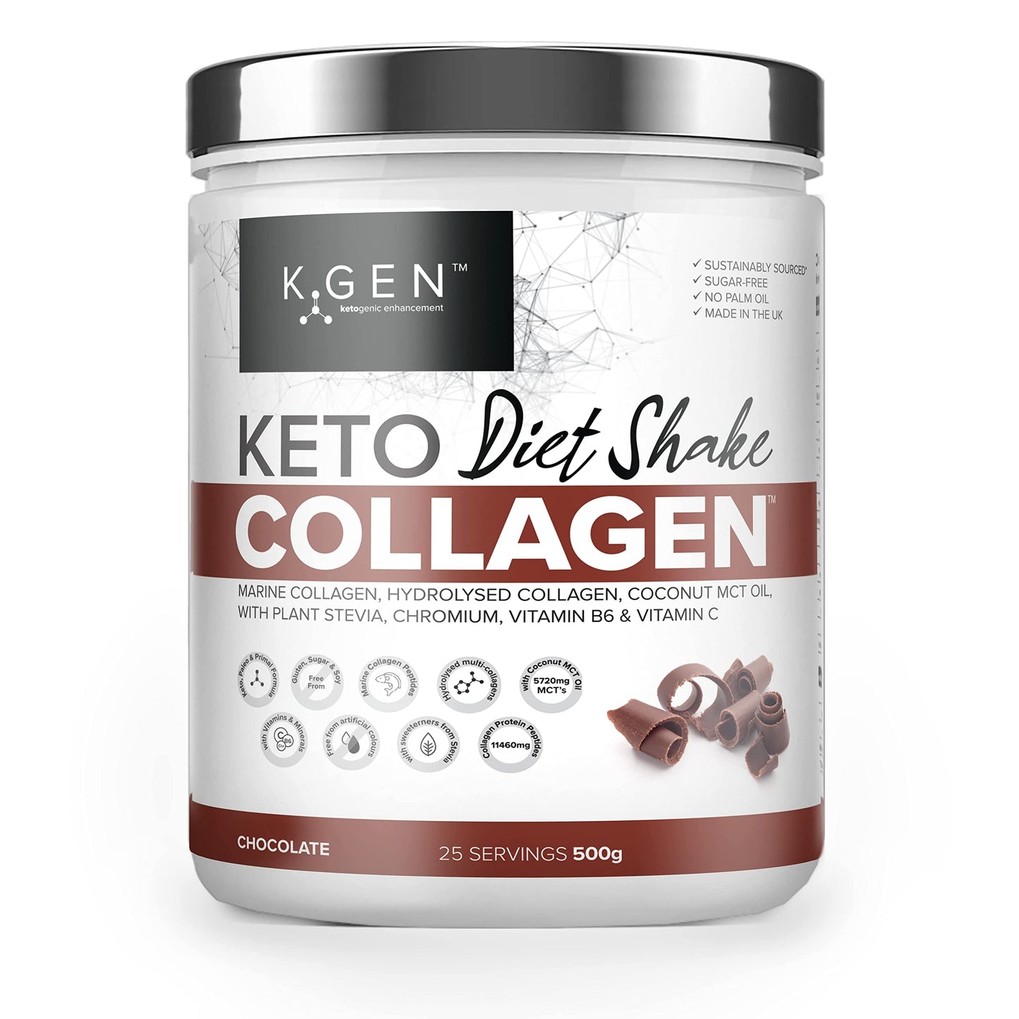 K-GEN Diet Shake Meal Replacement Keto Collagen Powder | Multi Collagen Protein with MCT Oil, Vitamin C