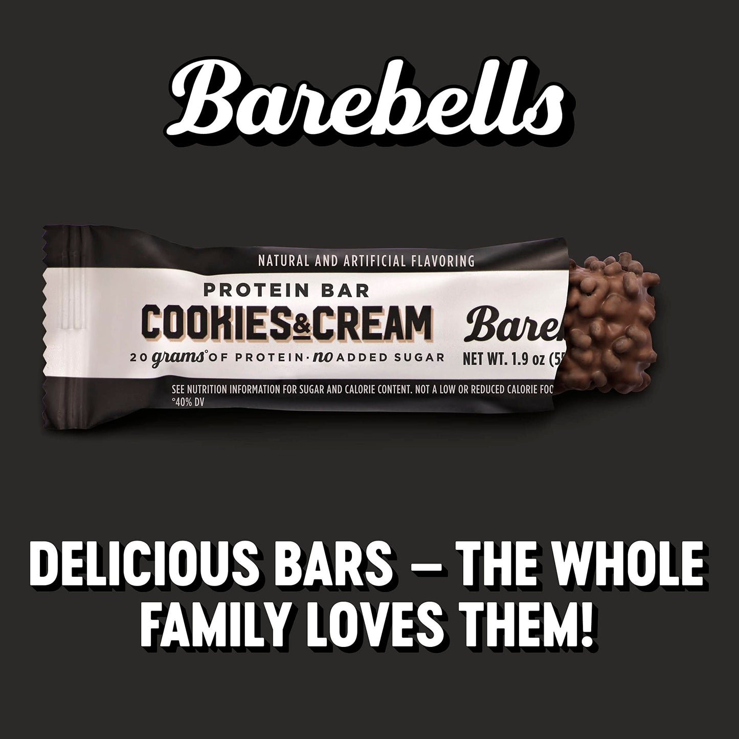 Barebells Protein Bars Cookies & Cream - 12 Count, 1.9oz Bars - Protein Snacks with 20g