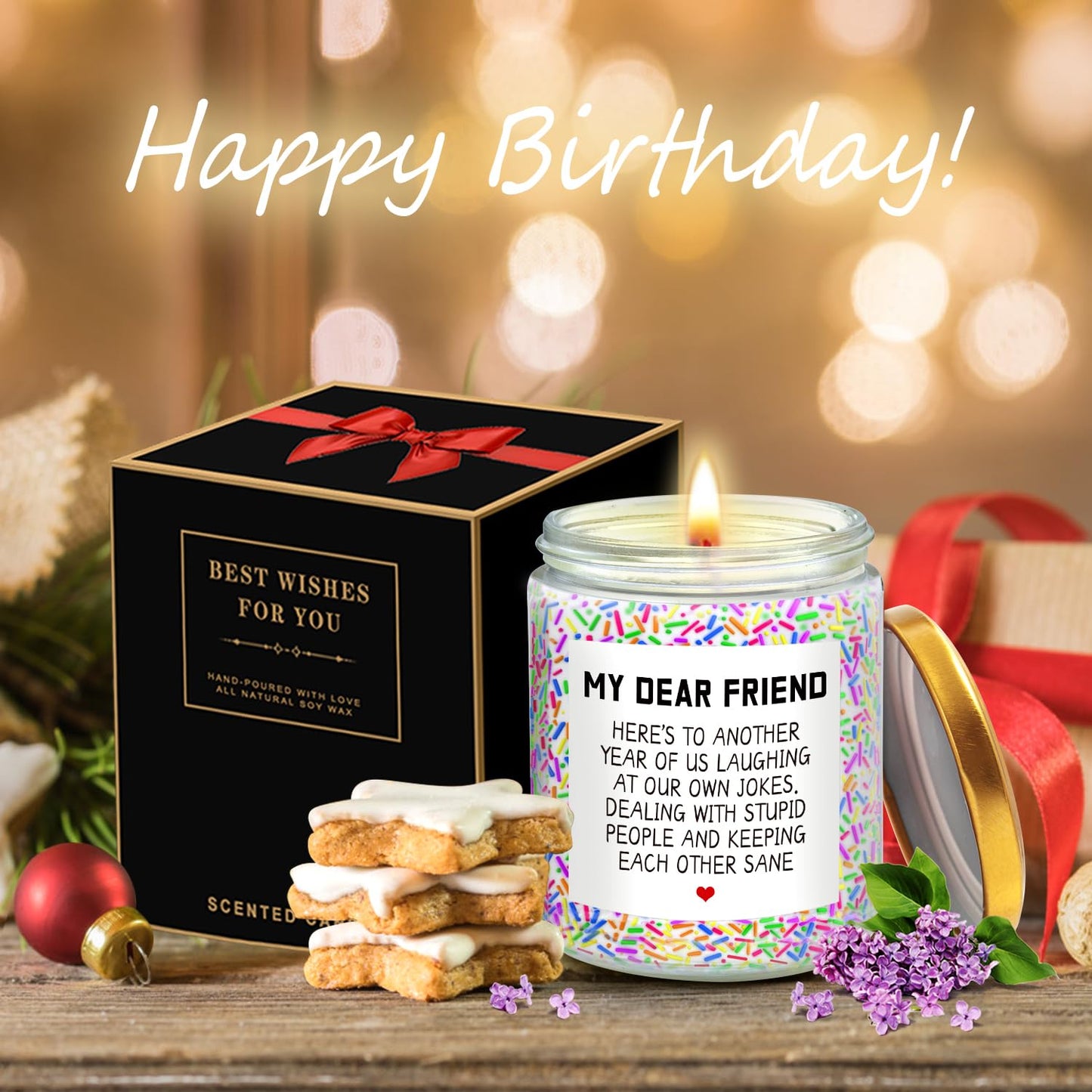 Birthday Gifts for Women, Happy Birthday Candle, Sister Birthday Gifts Ideas