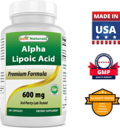 Best Naturals Est Alpha Liopic Acid 600 Mg Capsule with Powerful Antioxidant, 240 Count