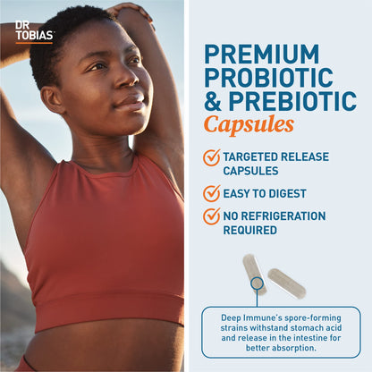 Dr. Tobias Deep Immune Probiotics & Prebiotics, 4.4 Billion CFU Probiotics for Women