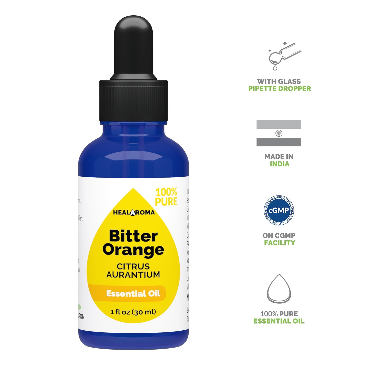 Bitter Orange Essential Oil 30 ml - 1 oz - Pure & Natural - with Pipette Dropper