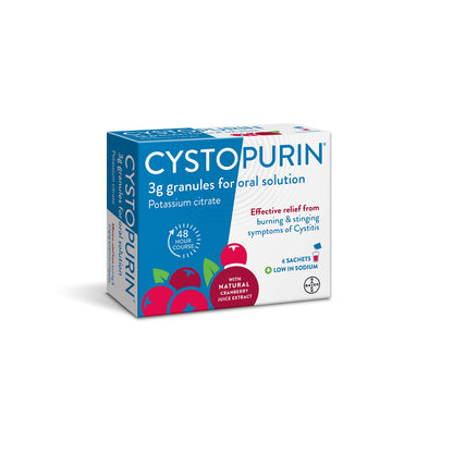 Cystopurin Cystitis Relief, Cranberry Flavour and Low in Sodium, 6 Sachets