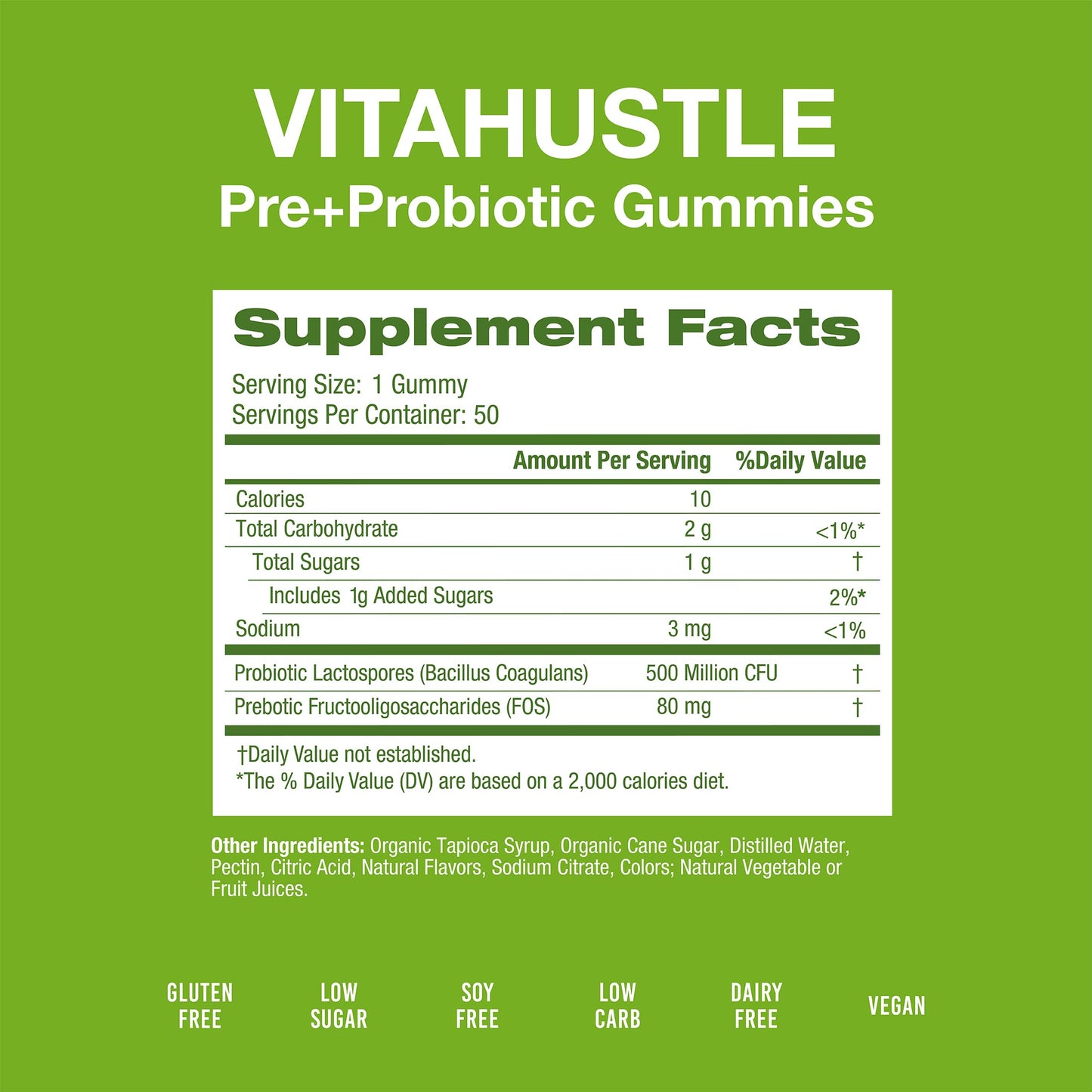 VitaHustle Probiotic Gummies + Prebiotics by Kevin Hart with Chicory Root Inulin Fiber