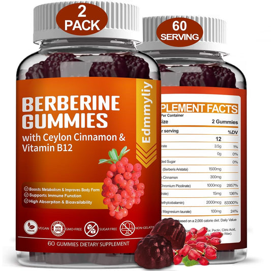 Berberine Gummies 1600mg with Ceylon Cinnamon Sugar Free High Potency Berberine