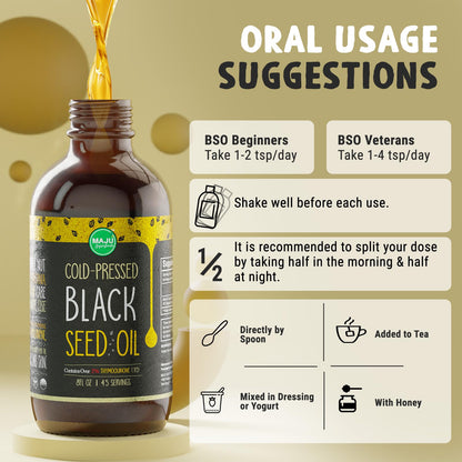 MAJU Black Seed Oil - 3 Times Thymoquinone, Cold-Pressed, 100% Turkish Black Cumin