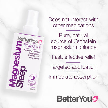 BetterYou Magnesium Sleep Body Spray, Made with Zechstein Magnesium Chloride