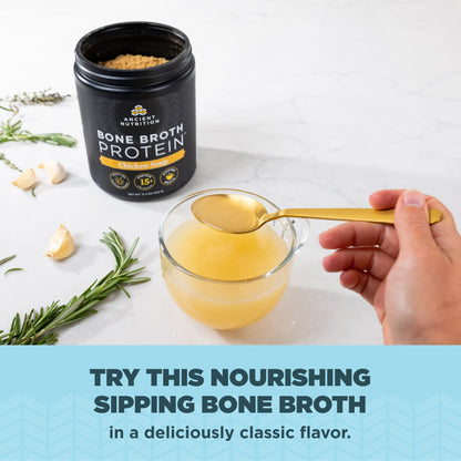 Bone Broth Protein Powder by Ancient Nutrition, Chicken Soup Packets, Grass-Fed Chicken