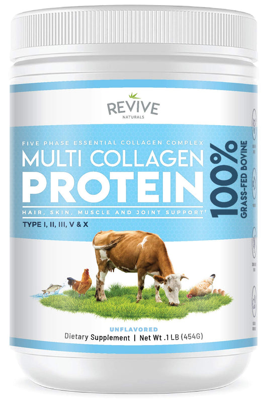 Multi Collagen Protein Powder 400g - Types I, II, III, V & X - Hydrolyzed Grass Fed Bovine, Wild Caught Fish