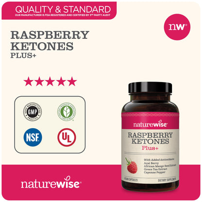 NatureWise Raspberry Ketones Plus - Advanced Ketones in Raspberry Blend Supports Antioxidant