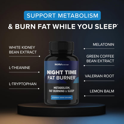 Night Time Fat Burner | Weight Loss Support for Women | Appetite Suppressant, Carb Block