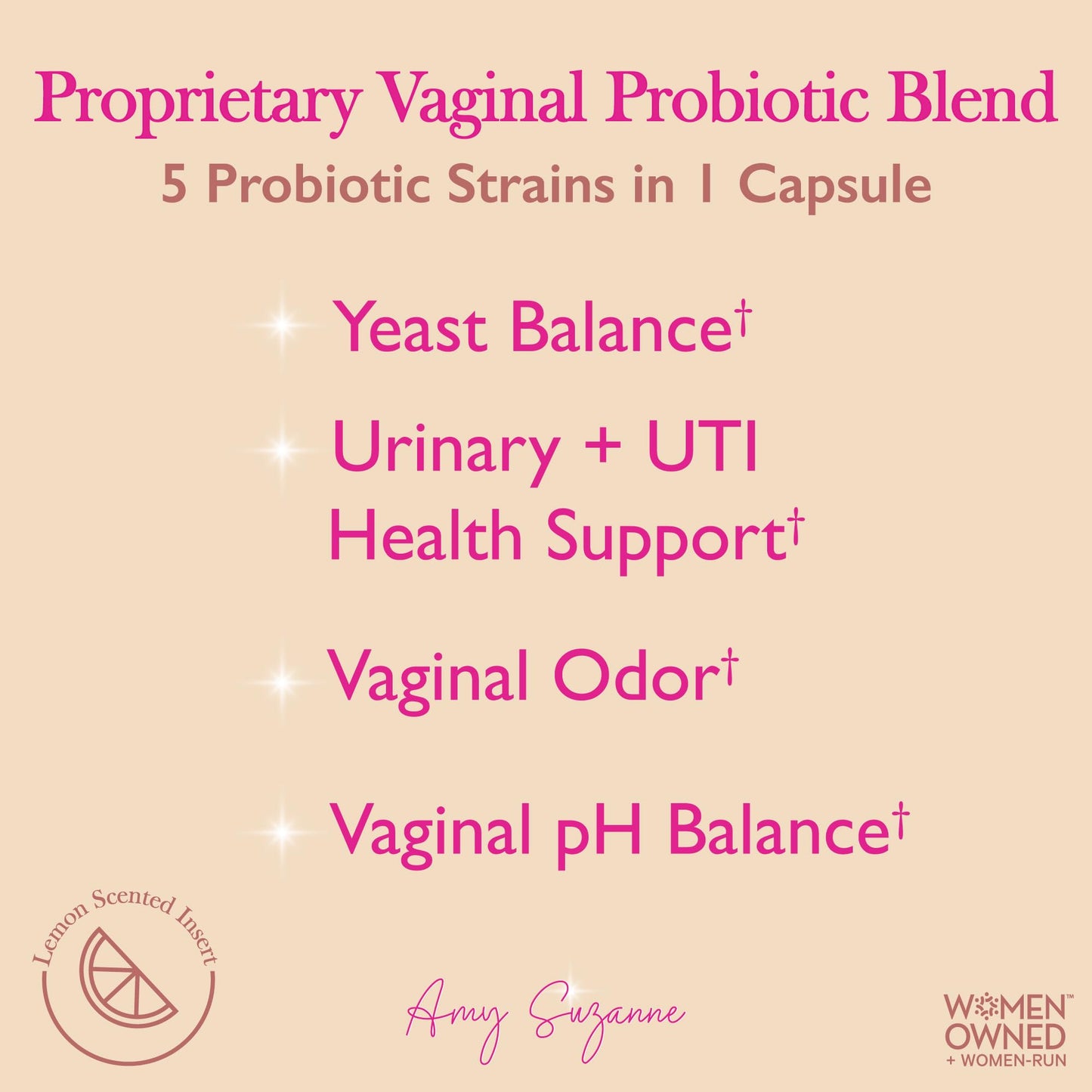 Amy Suzanne Vaginal Probiotics for Women - 10 Billion CFU Probiotic for pH Balance and Urinary Tract Health