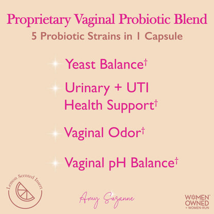 Amy Suzanne Vaginal Probiotics for Women - 10 Billion CFU Probiotic for pH Balance and Urinary Tract Health