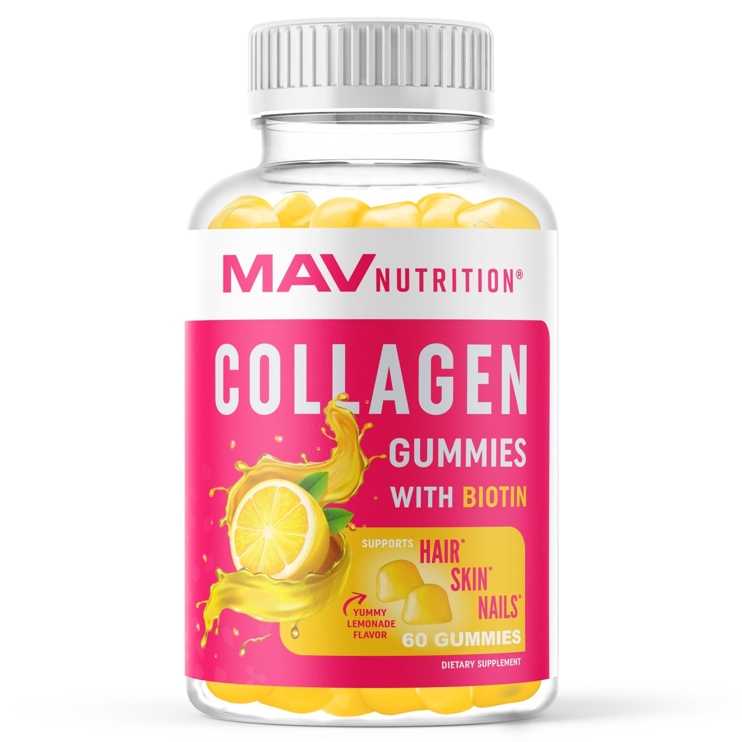 Collagen Gummies for Women | 200mg Hydrolyzed Collagen + 2500mcg Biotin, with Vitamin C, E & Zinc