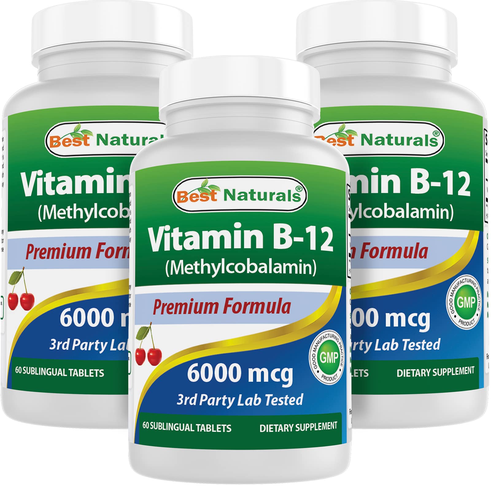 Best Naturals Vitamin B-12 as Methylcobalamin (Methyl B12), 6000 mcg 60 Sublingual 