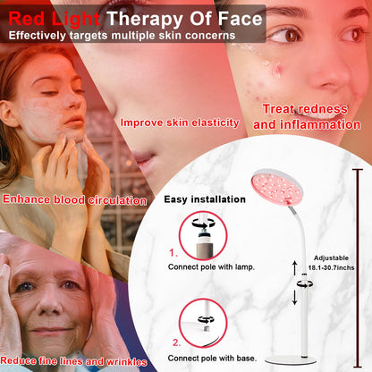 Akarishin Red Light Therapy Lamp for Face- Facial and Body Treatment with Adjustable Height Stand