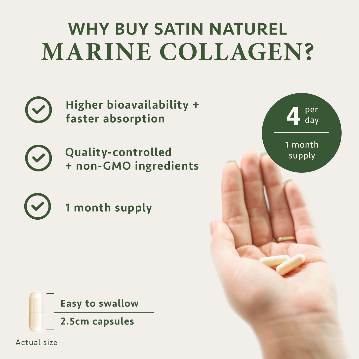 Marine Collagen Capsules with Hyaluronic Acid + Vitamin C 2400mg - High Strength Collagen