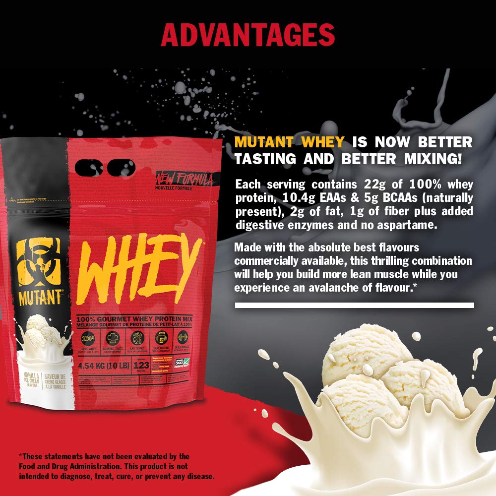 Mutant Whey – 100% Whey Protein Powder, Gourmet Taste, 22g of Protein, 10.4 g EAAs, 5 g BCAAs