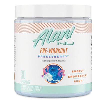 Alani Nu Creatine Monohydrate Powder and Pre Workout Breezeberry Powder Bundle | Sugar Free | 30 Servings Per Container