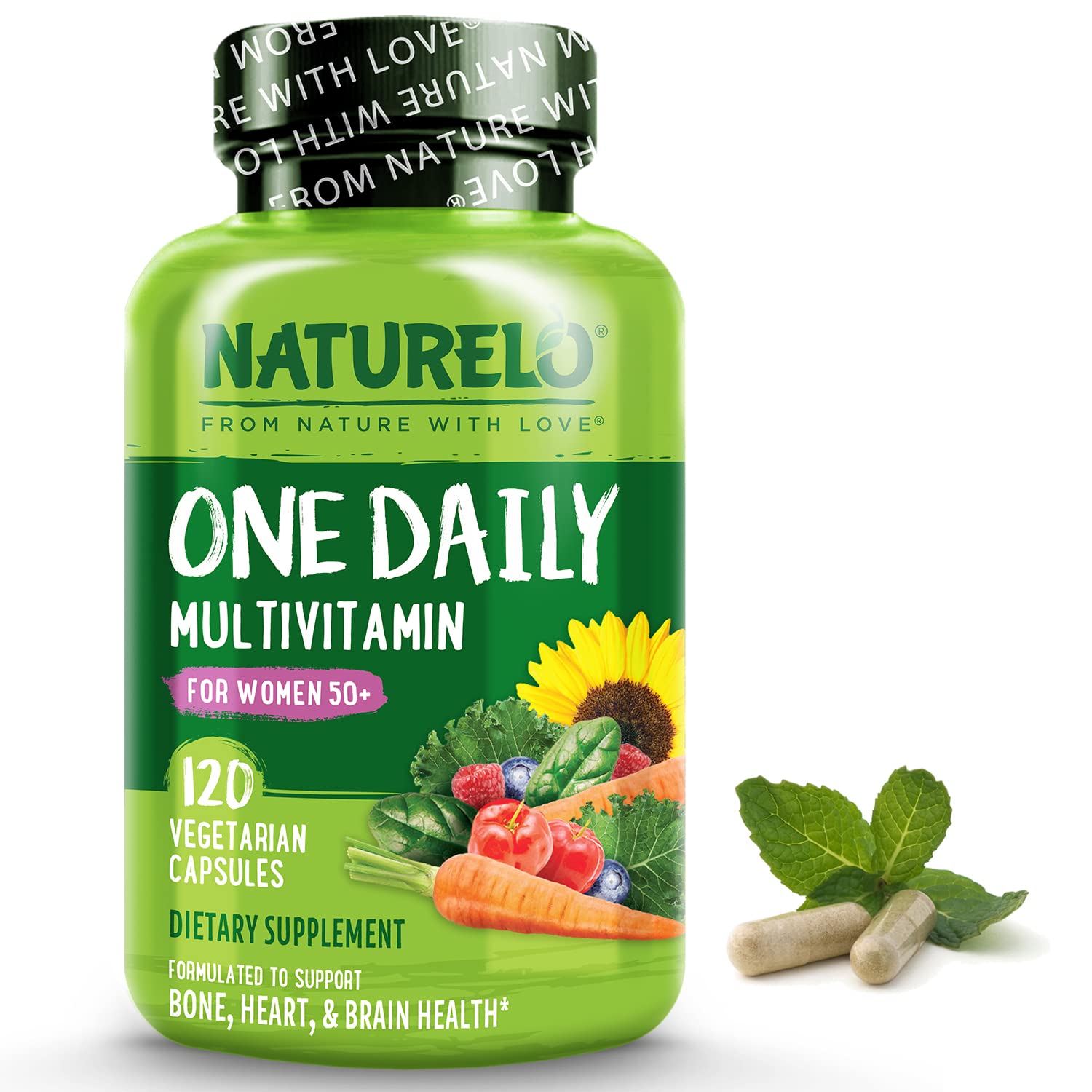 NATURELO One Daily Multivitamin for Women 50+ (Iron Free) - Menopause Support 