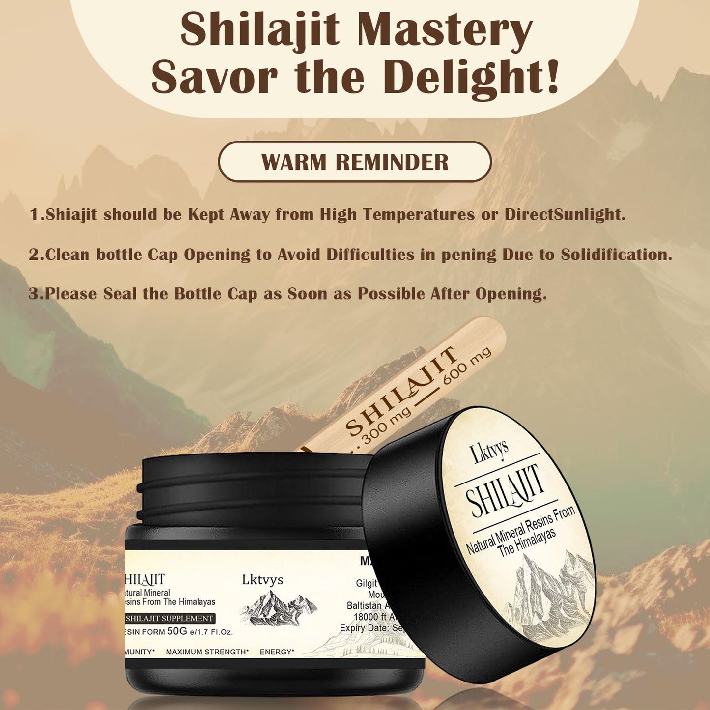 Shilajit Pure Himalayan Organic - Pure Original Shilajit, 50g(Large Volume), Enriched