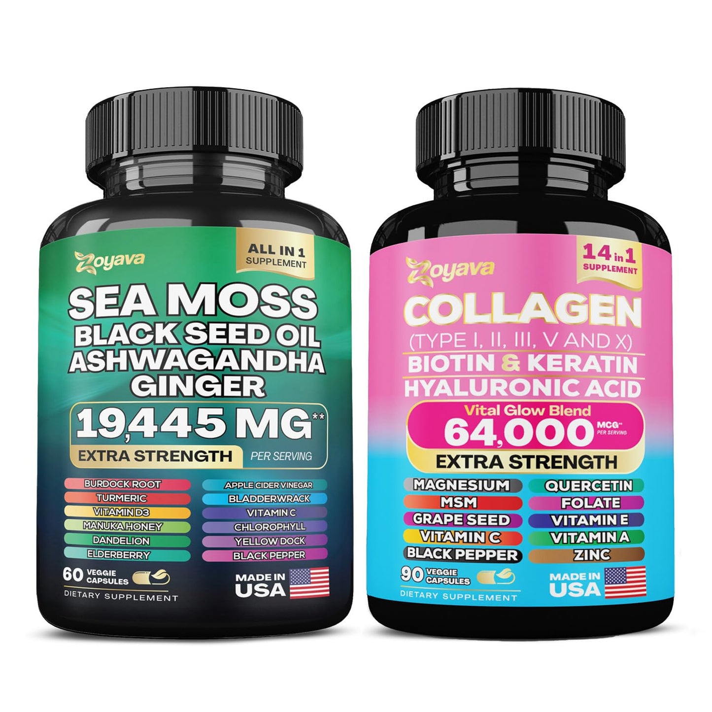 Zoyava Sea Moss 16-in-1 and Collagen 14-in-1 Bundle