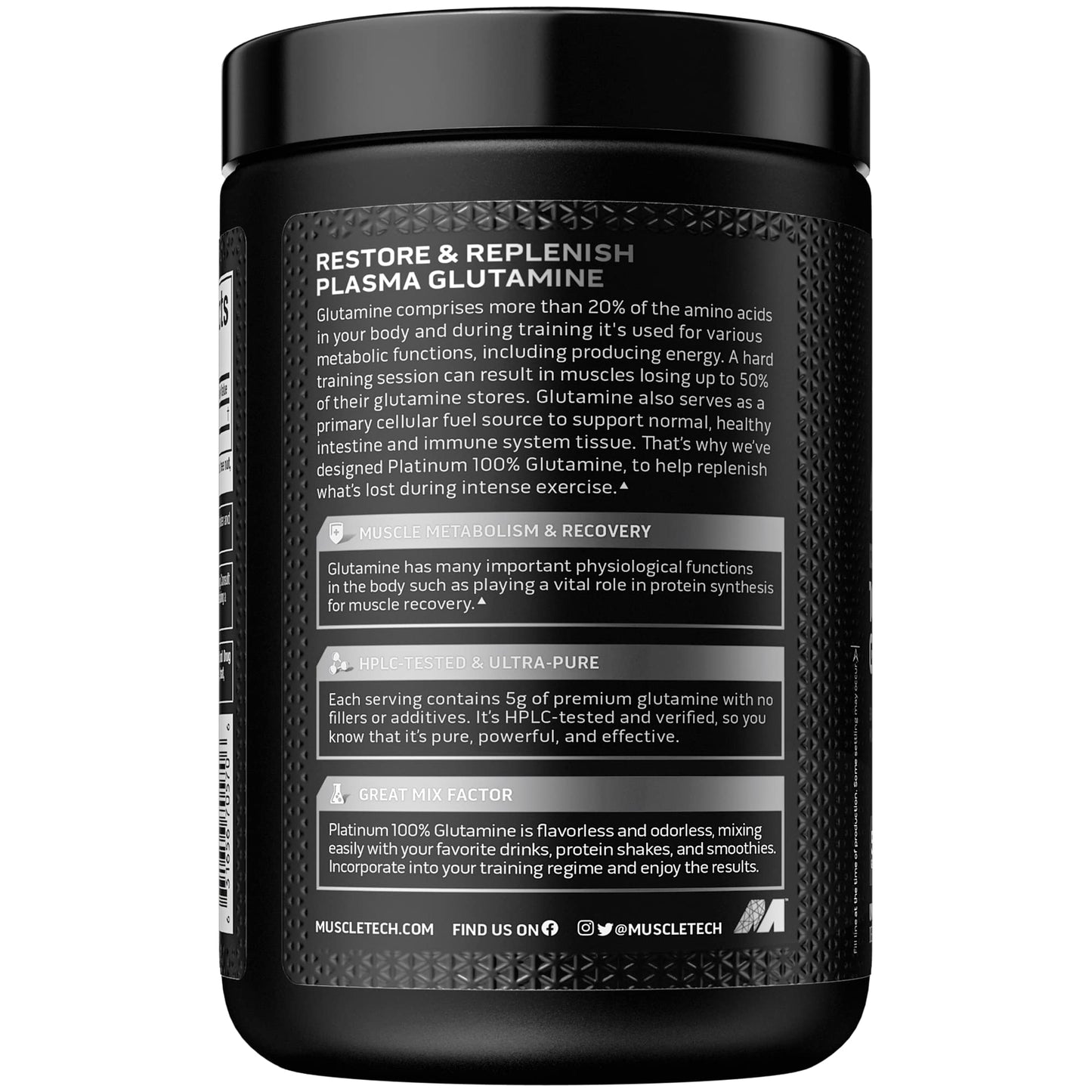 Glutamine Powder | MuscleTech 100% Pure L Glutamine Powder | Post Work