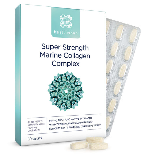 Healthspan 1,000mg Marine Collagen Complex 60 Tablets | 800mg Type I + 200mg Type II Collagen