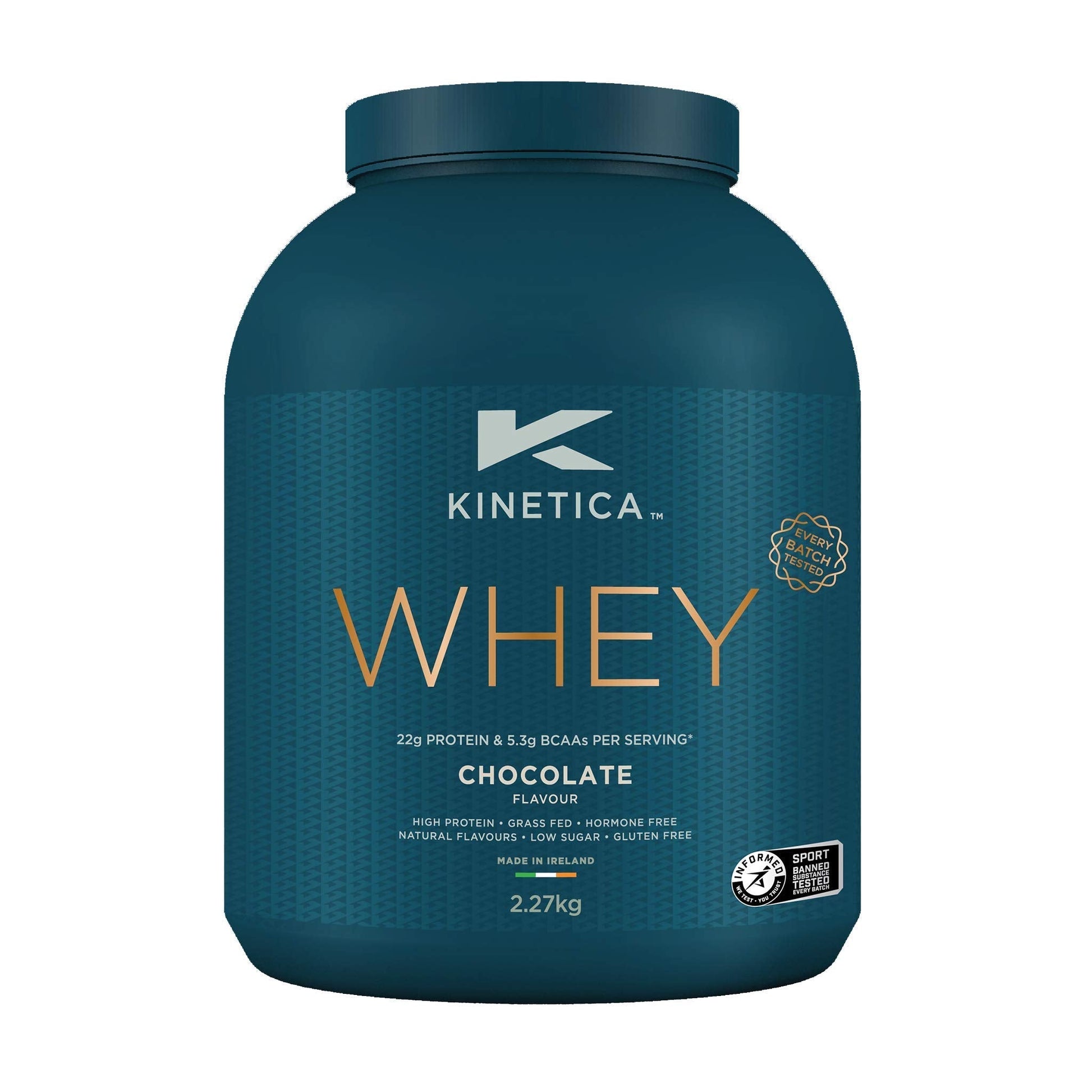 Kinetica Chocolate Whey Protein Powder | 2.27kg | 22g Protein per Serving | 76 Servings 