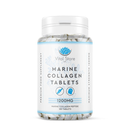 Marine Collagen Peptide Tablets 1200MG - 6 Month Supply - 180 High Strength Collagen Tablets