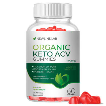 Organic Keto ACV Gummies for Advanced Weight Loss Fat Burn - Sugar Gluten Free Apple 