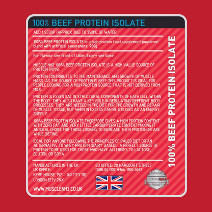 MuscleNH2 Beef Protein Isolate Powder 90%, High Protein, Low Fat, Dairy Free, Gluten Free, Soy Free