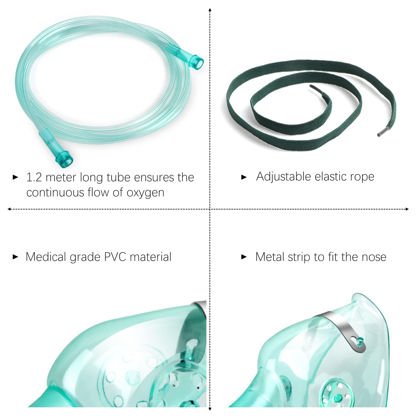 ANSNF 2 Pack Oxygen Mask for Face Adult with 6.6' Tube & Adjustable Elastic Strap - Size M+L