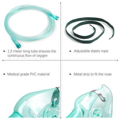 ANSNF 2 Pack Oxygen Mask for Face Adult with 6.6' Tube & Adjustable Elastic Strap - Size M+L