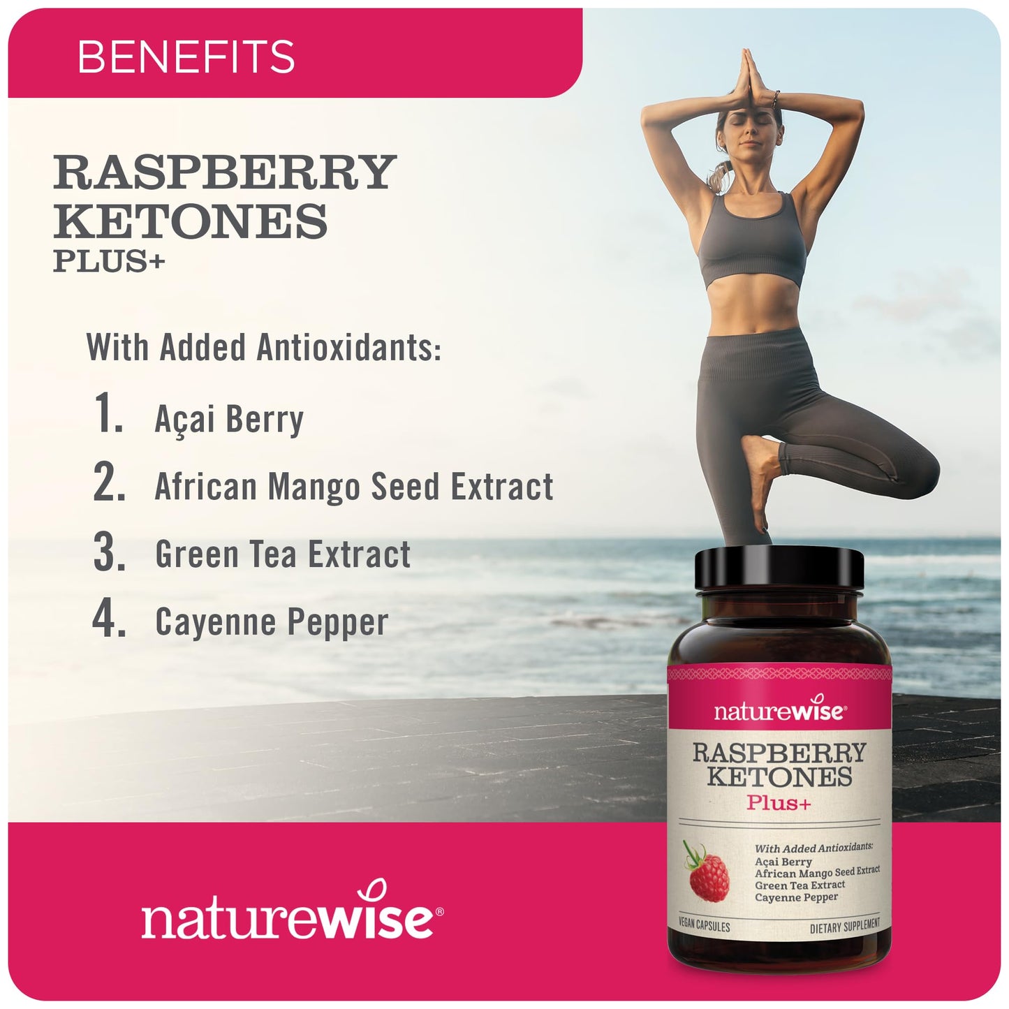 NatureWise Raspberry Ketones Plus - Advanced Ketones in Raspberry Blend Supports Antioxidant