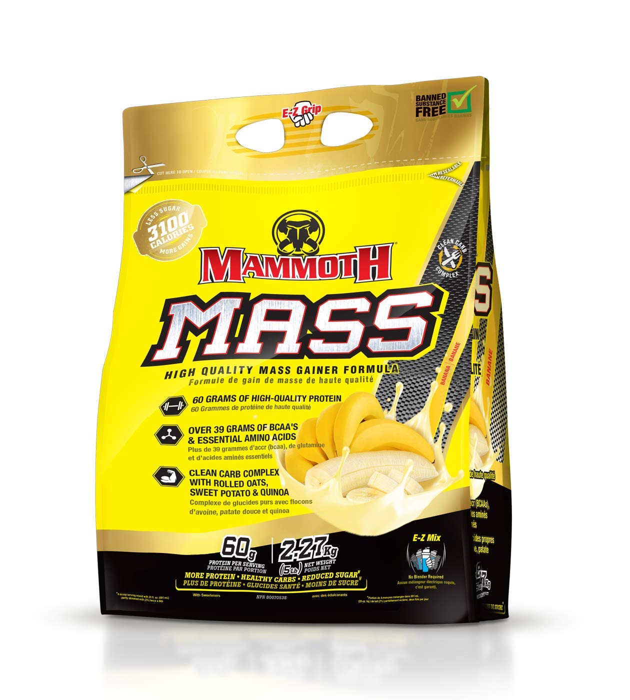 Interactive Nutrition Mammoth Mass Supplement, 5 lbs, Banana, 2.2kg Banana