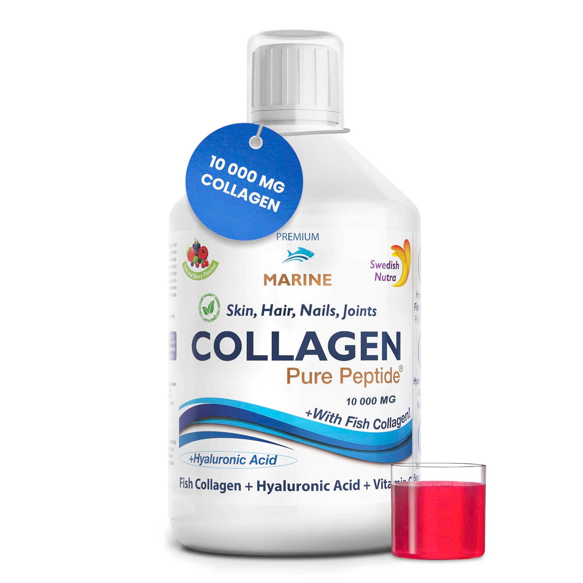 Marine Liquid Collagen 10000mg 500 ml I Pure Hydrolyzed Collagen Peptides