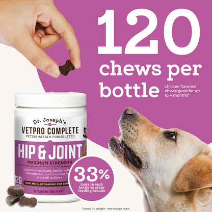 VetPro Dog Hip and Joint Supplement - Pain and Inflammation Relief Chews