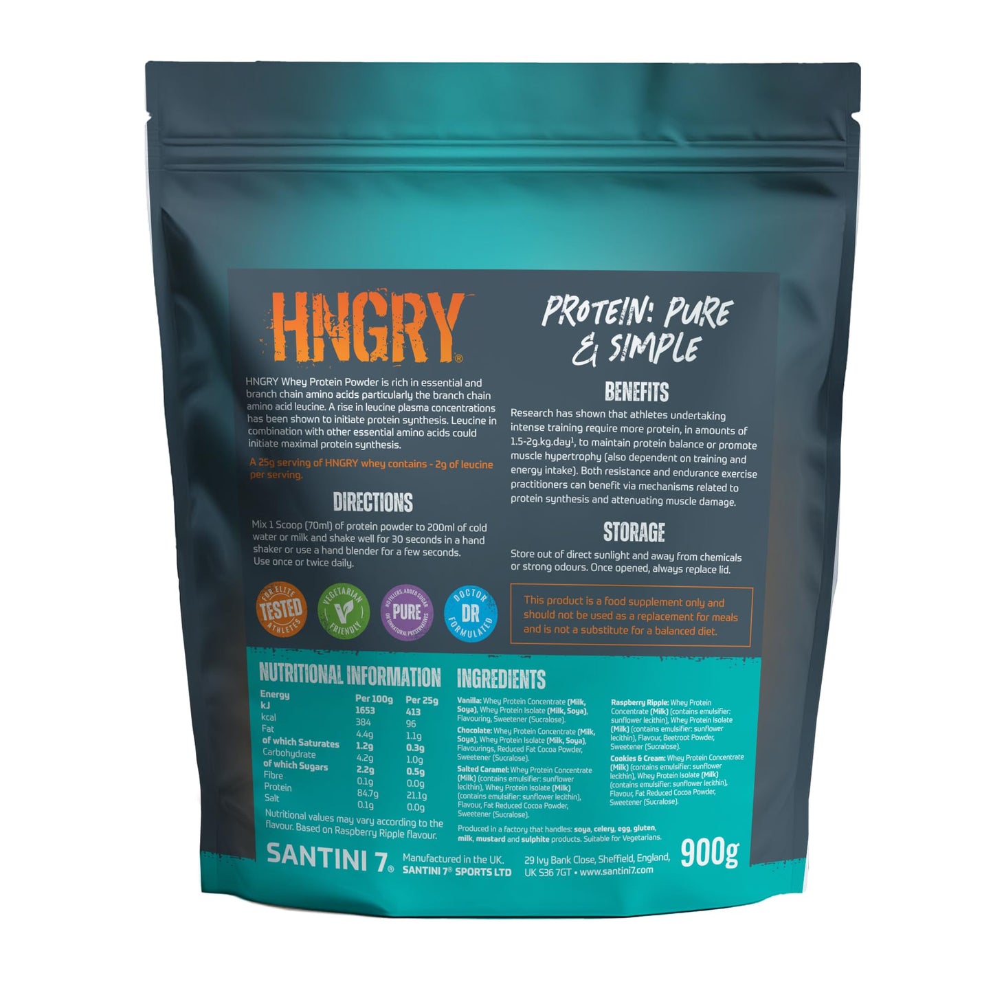 HNGRY Protein Whey Protein Powder Shake with 80% Protein Whey, 900g and 36 Servings