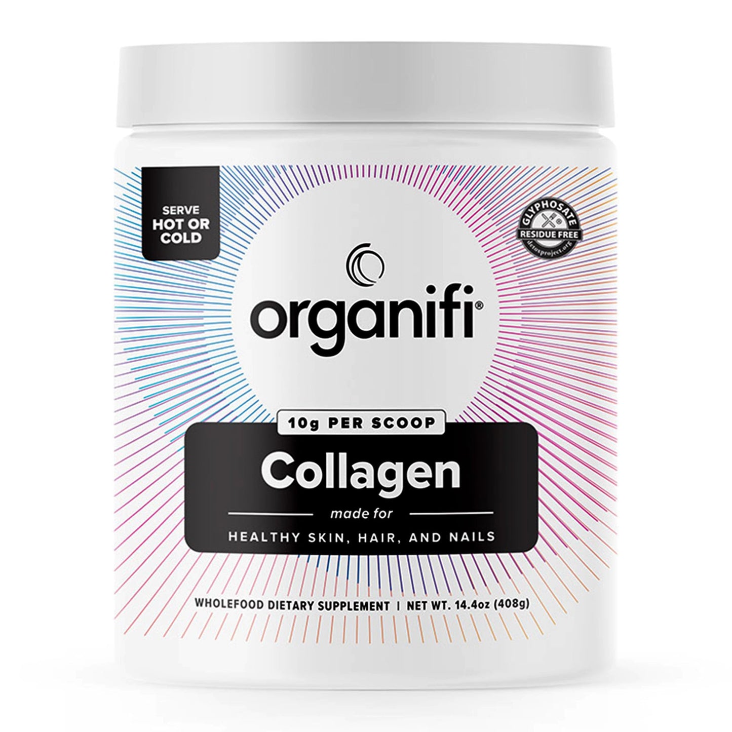 Organifi Unflavored Collagen Powder - Supports Stronger Skin, Nail, and Hair, 40 Servings