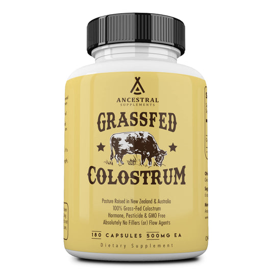 Ancestral Supplements Grass Fed Beef Colostrum Supplement, 3000 mg, 180 Capsules