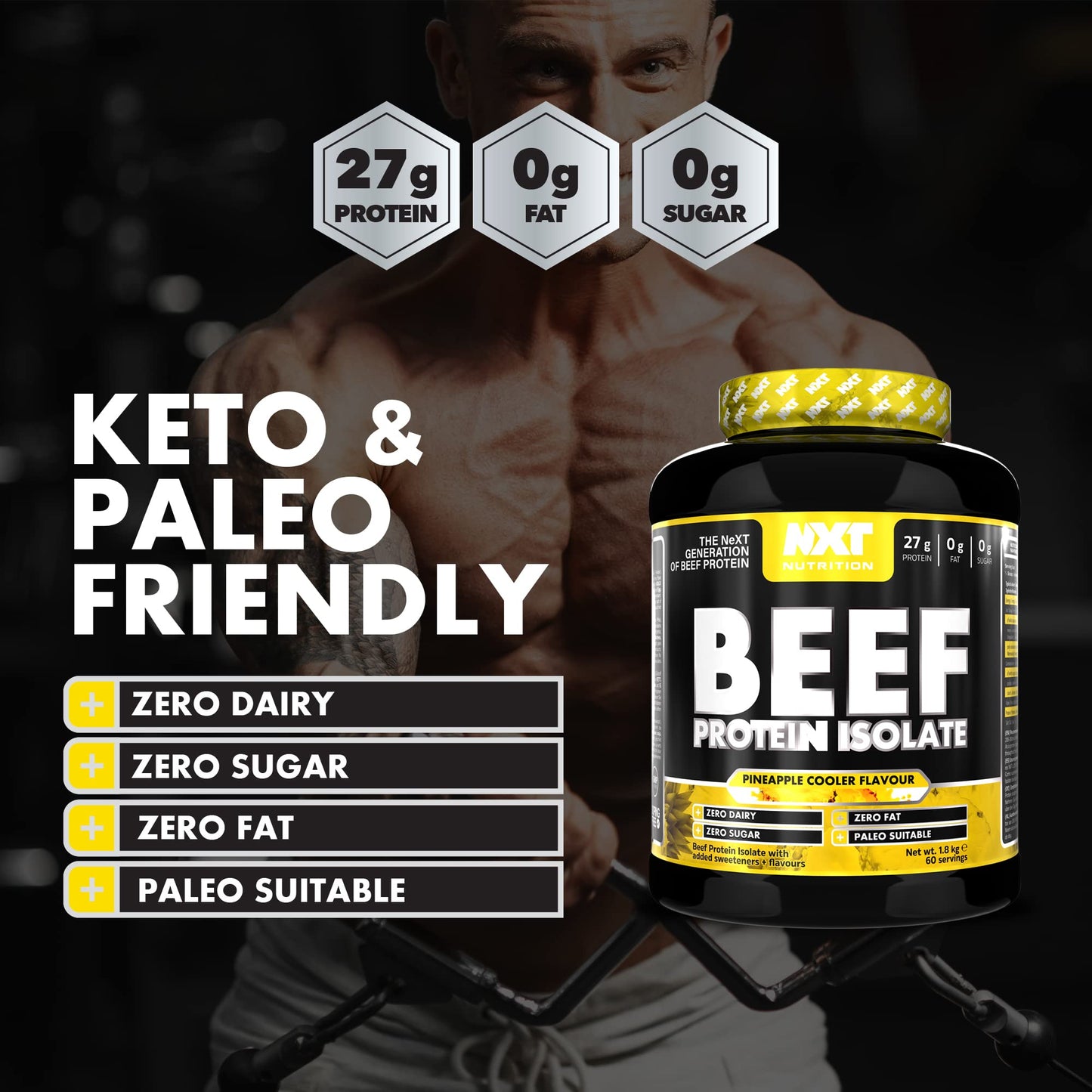 NXT Nutrition Beef Protein Isolate Powder - Protein Powder High in Natural Amino Acids