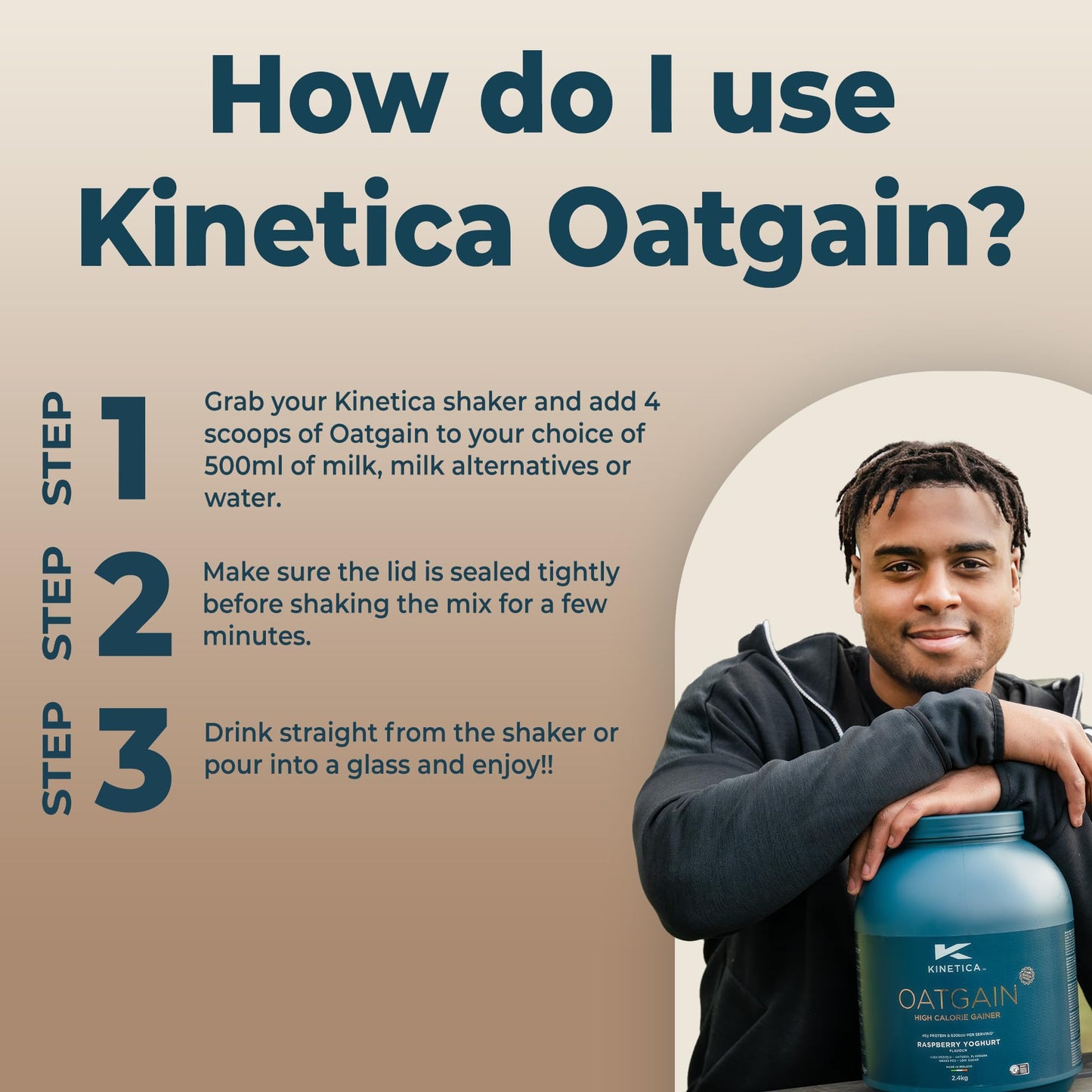 Kinetica OatGain Weight Gainer 600+ Calories & 47g Protein per Serving, 2.4 kg