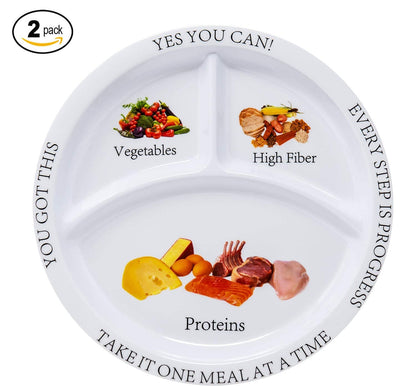 Bariatric Portion Control Nutritional Plates Weight Loss for Adults (2 Pack)