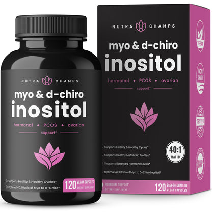 NutraChamps Myo-Inositol & D-Chiro Inositol Supplement | Ovarian & PCOS Support 