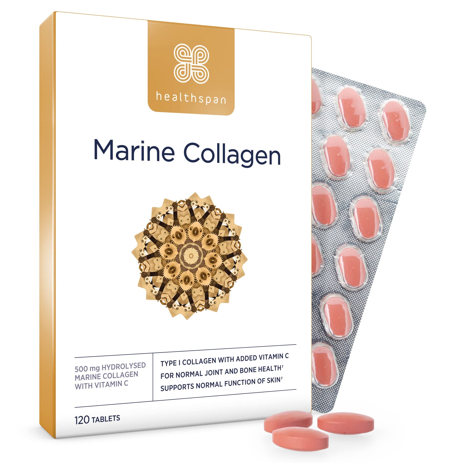 Healthspan Marine Collagen 500mg (120 Tablets) | Hydrolysed Type I Marine Collagen